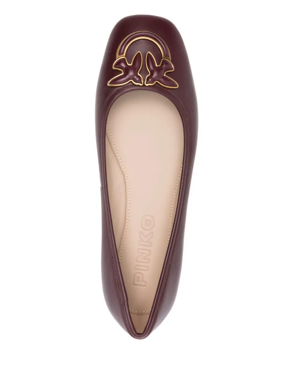 PINKO leather logo-plaque ballet flats Rood