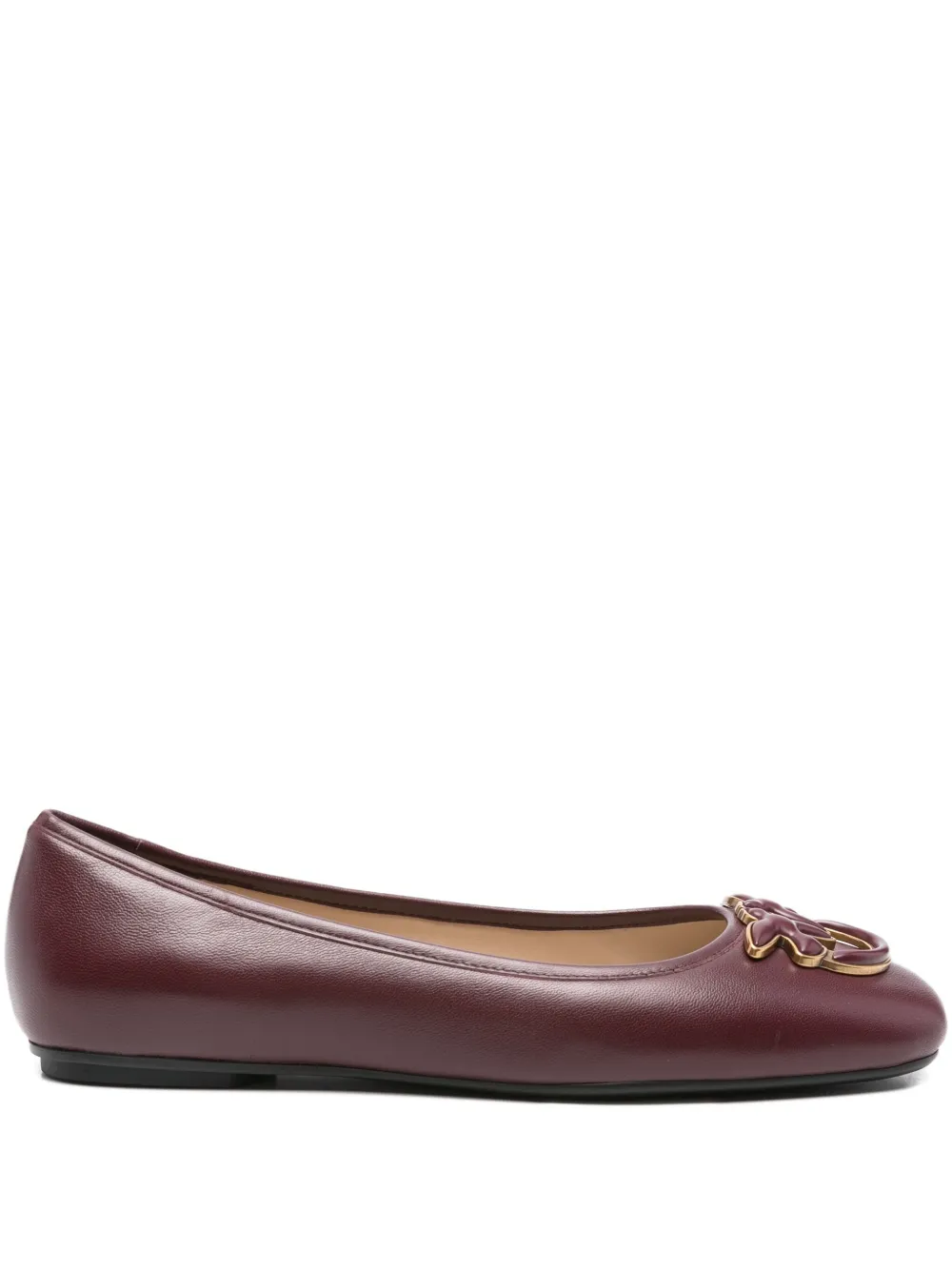 PINKO leather logo-plaque ballet flats Rood