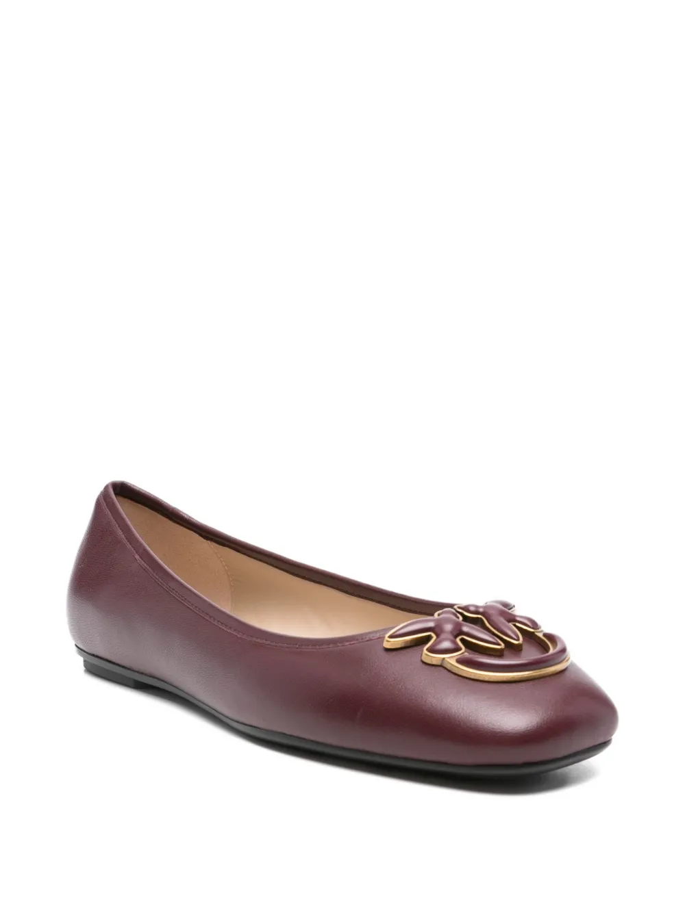 PINKO leather logo-plaque ballet flats - Rood
