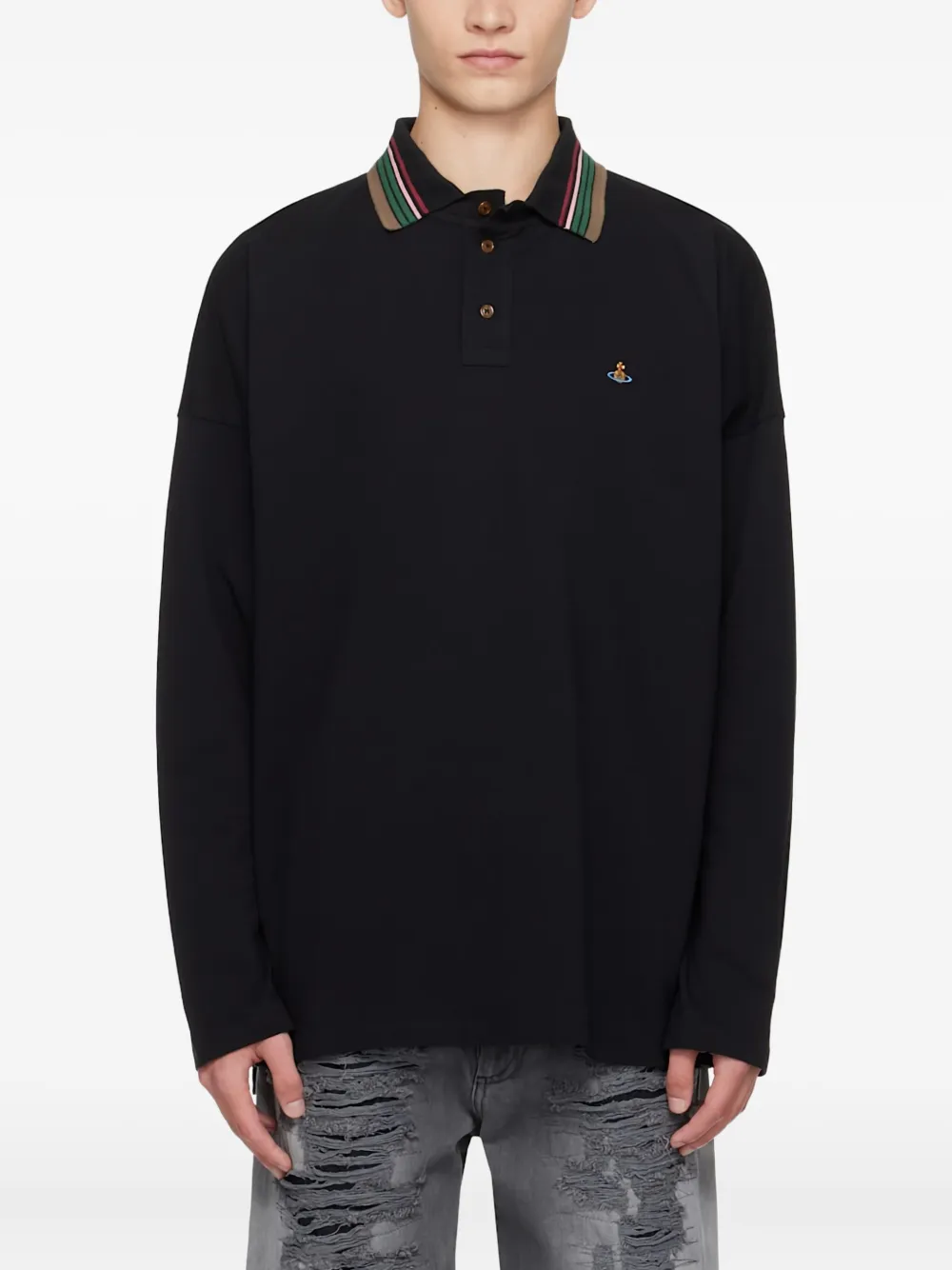 Vivienne Westwood Orb long-sleeve polo shirt - Nero