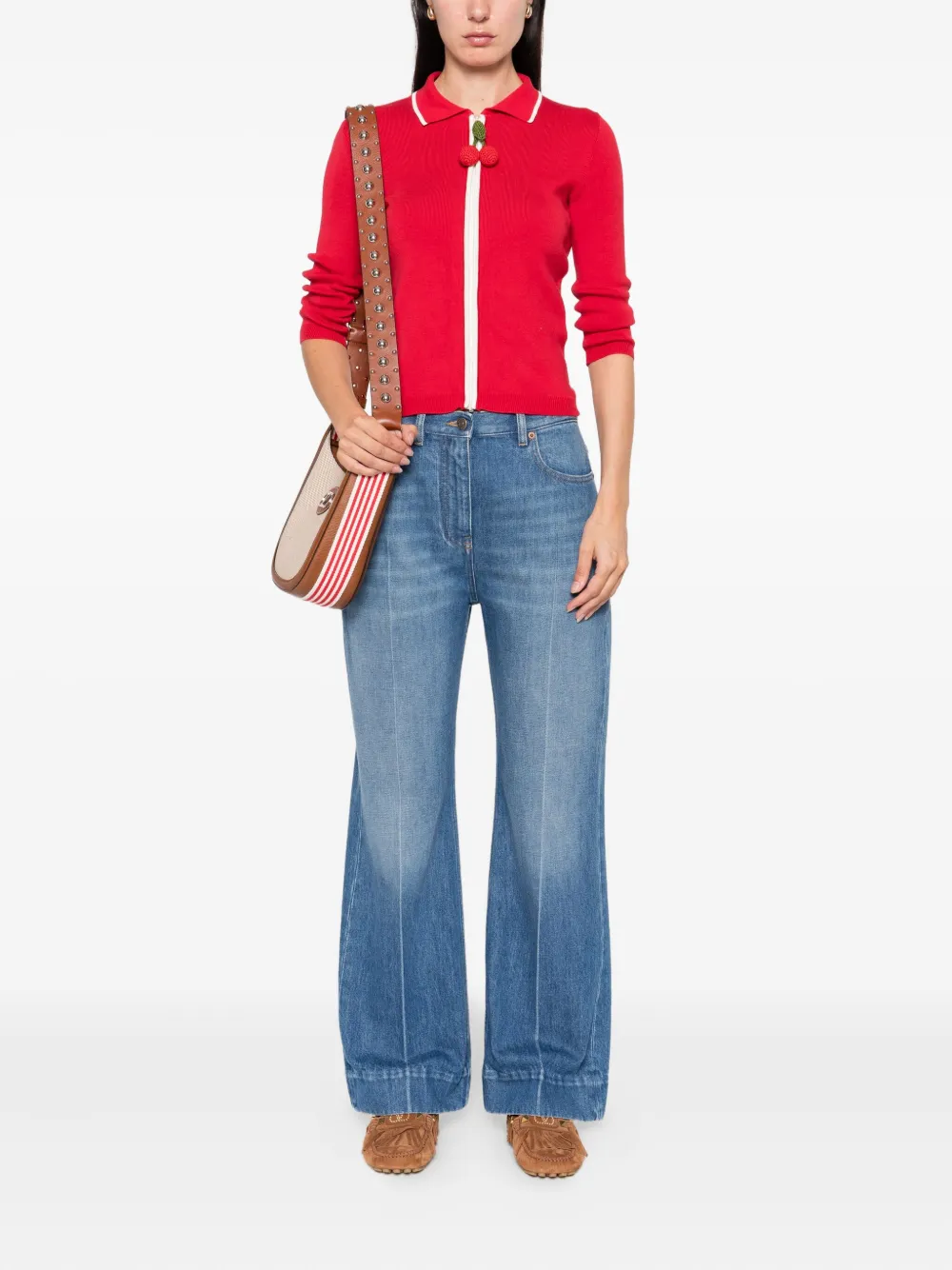 Valentino Garavani cropped flared jeans Blauw