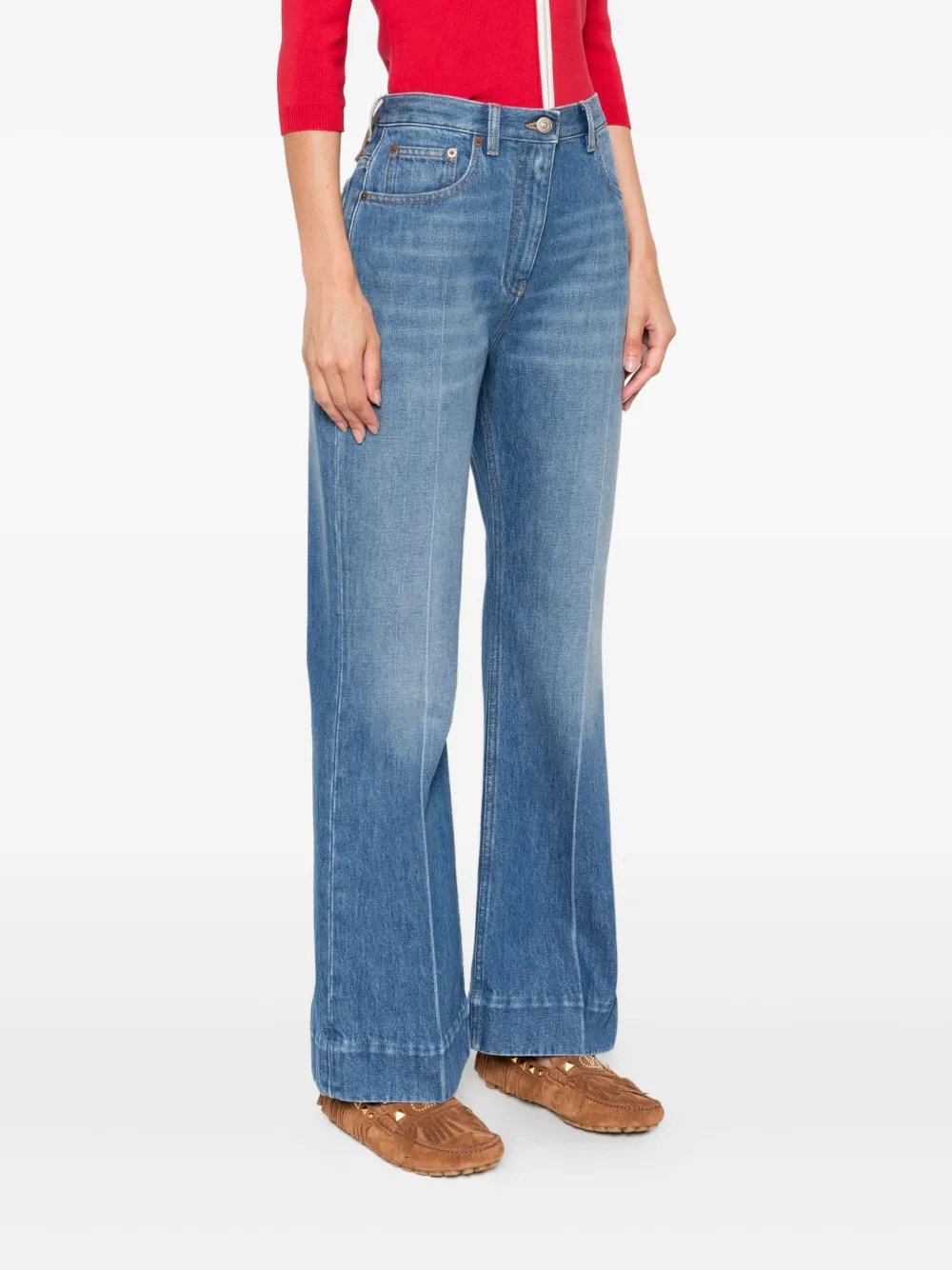 Valentino Garavani cropped flared jeans Blauw