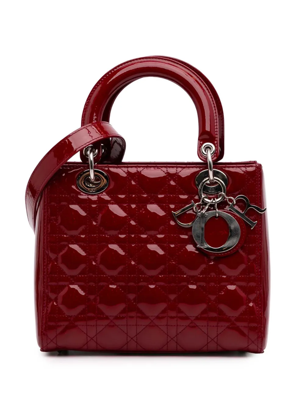 Christian Dior Pre-Owned 2018 Medium Patent Cannage Lady Dior satchel | Red | Image 1