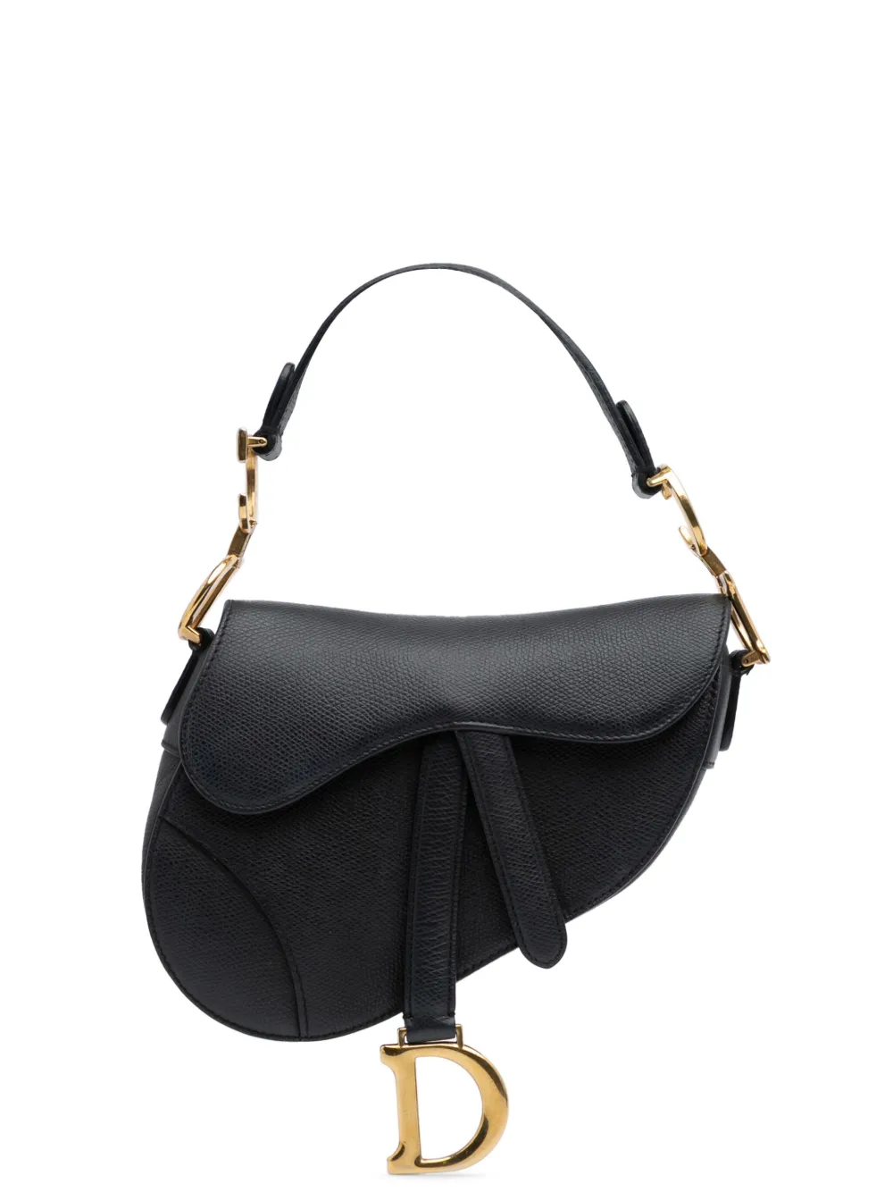Christian Dior Pre-Owned 2019 ミニ グレインカーフ サドル サッチェルバッグ - ブラック Christian Dior Pre-Owned 2019 ミニ グレインカーフ サドル サッチェルバッグ - ブラック