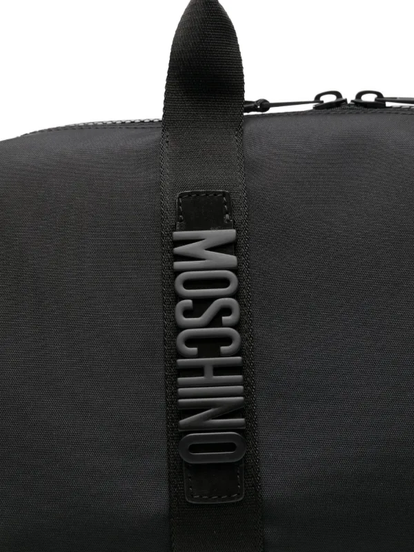 モスキーノ ボストンバッグ トートバッグ 腕掛け ナイロン ブラック 金具ロゴ MOSCHINO モスキーノ ロゴ ミニバッグ(ブラック(ホワイト))