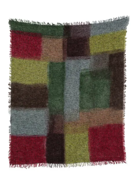 Faliero Sarti colour-block frayed wool scarf