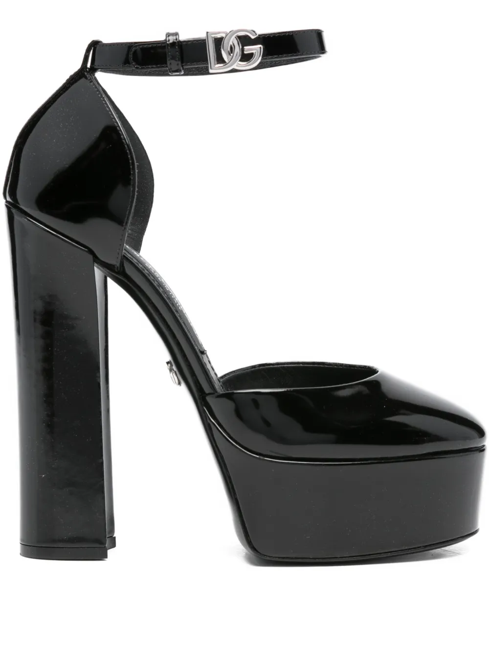 Pre-owned Dolce & Gabbana 145mm Leather Platform Pumps In Black