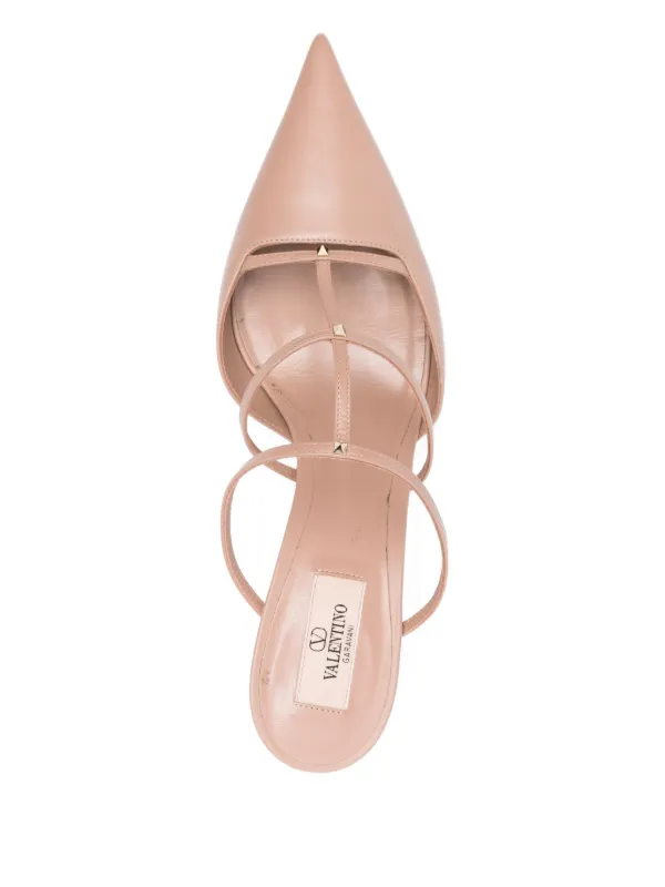 VALENTINO ピンク スタッズ ミュール Valentino Garavani Women Rockstud Caged Flat Slide Sandals