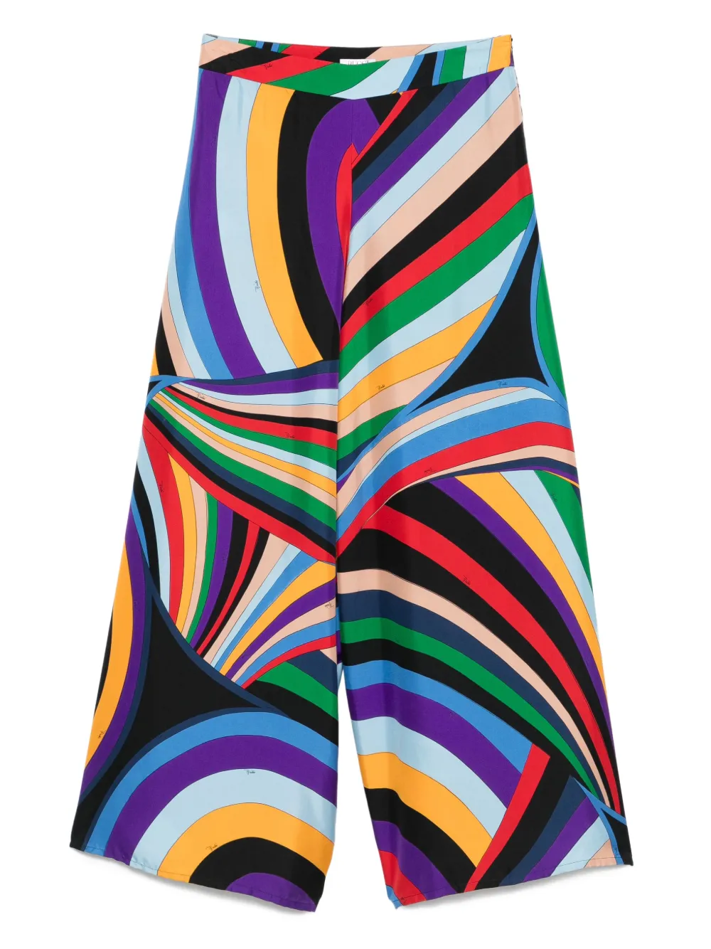 Pre-owned Pucci 2024 Iride Print Silk Trousers In Blue