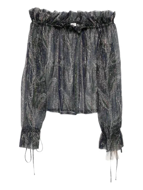 Saint Laurent Pre-Owned off-shoulder printed crepe blouse