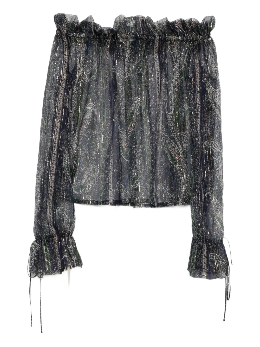 Saint Laurent Pre-Owned off-shoulder printed crepe blouse | Blouses | Image 2