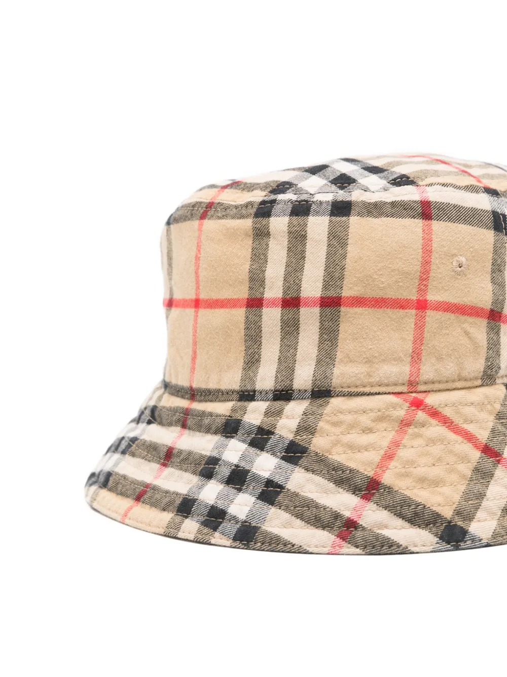 Pre-owned Burberry Check Cotton Bucket Hat In Neutral