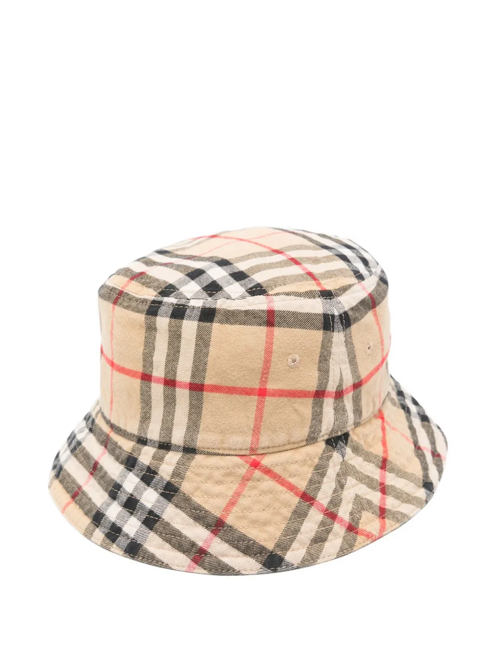 Pre-owned Burberry Check Cotton Bucket Hat In Neutral