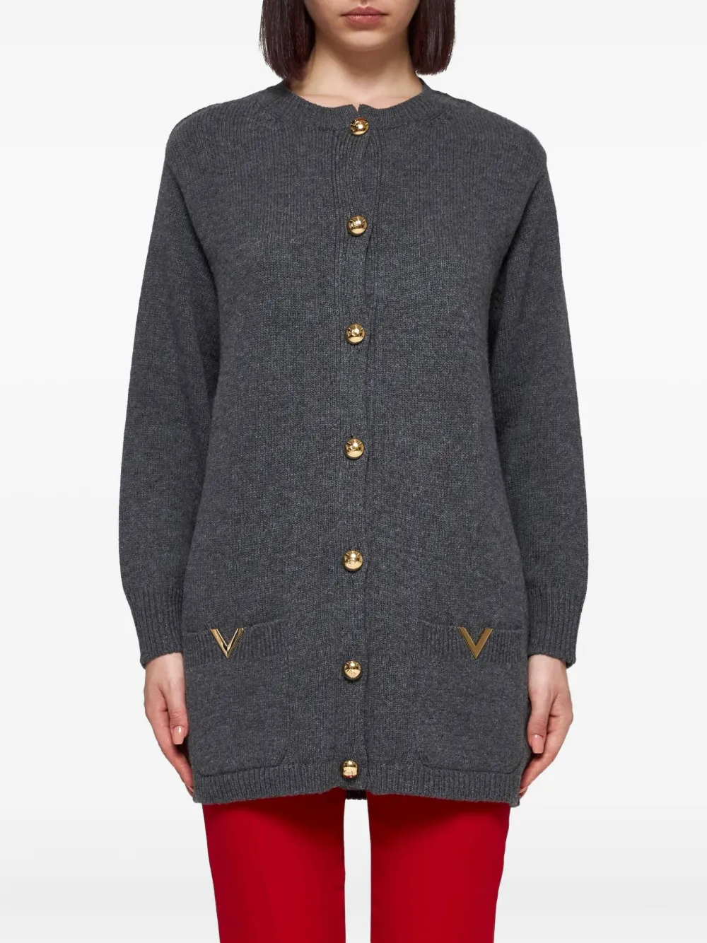 Pre-owned Valentino Button-down Cardigan In Gray