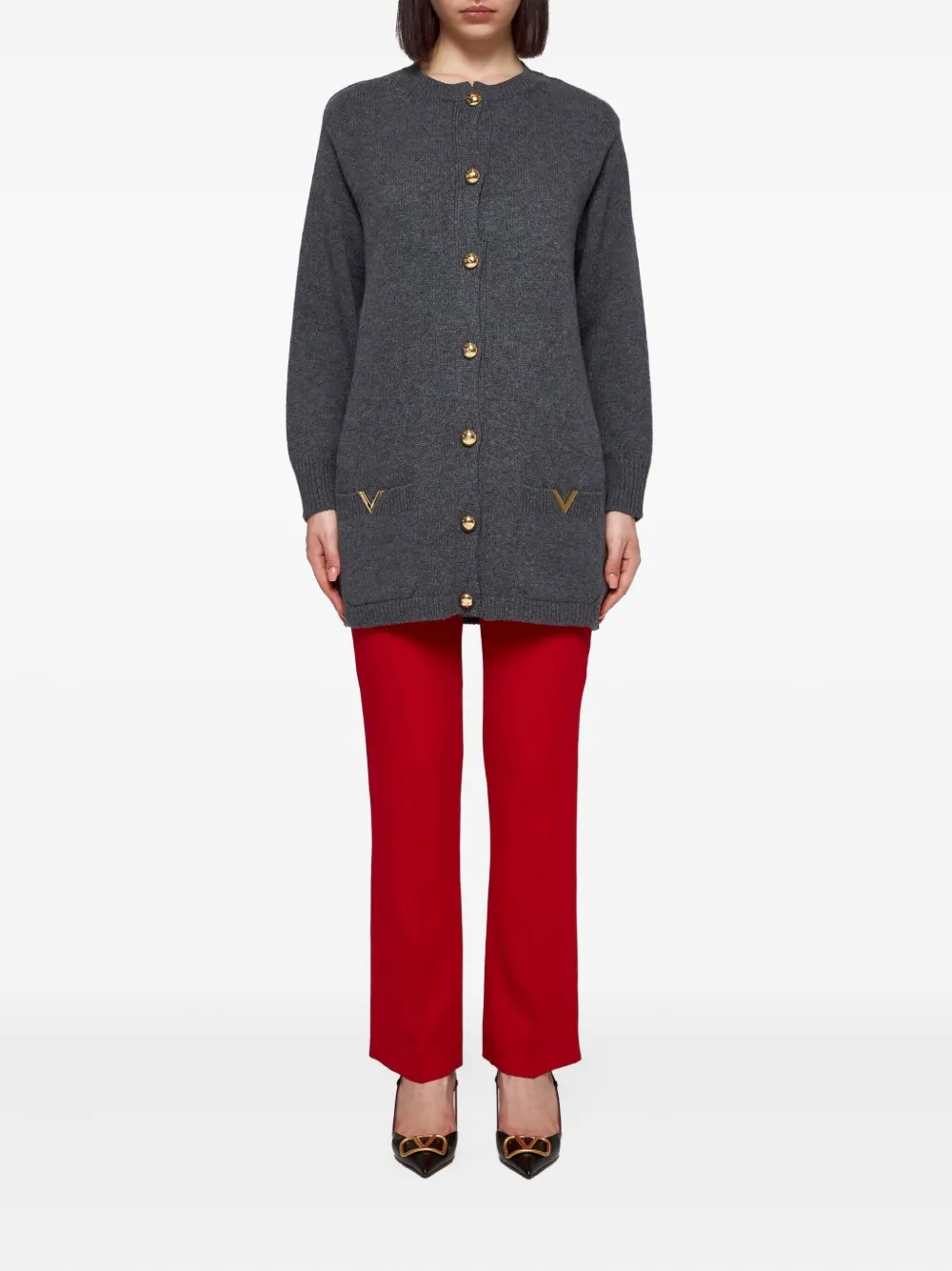 Pre-owned Valentino Button-down Cardigan In Gray