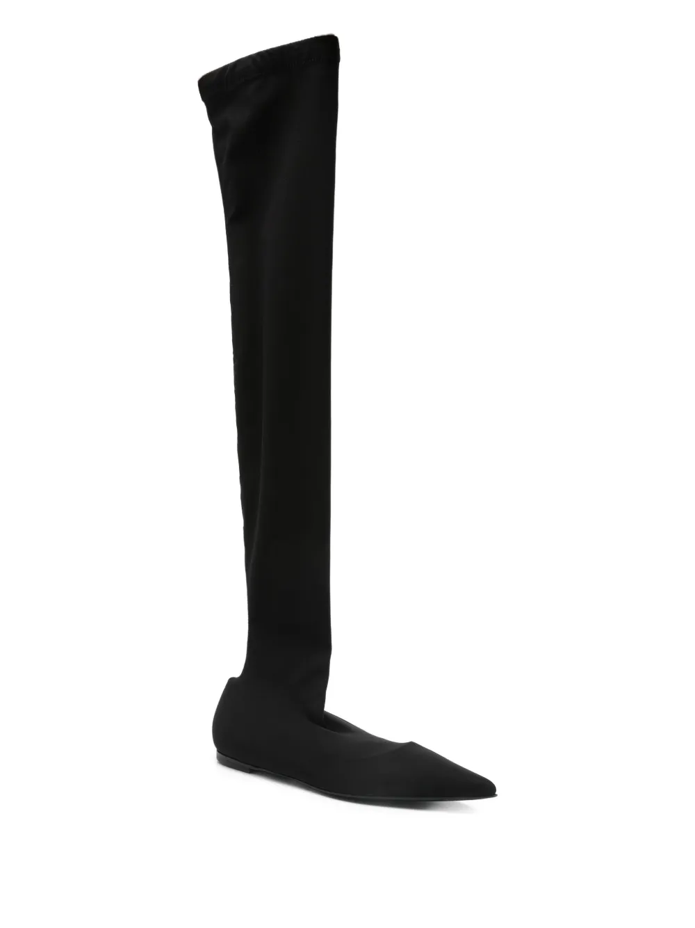 Pre-owned Dolce & Gabbana 2024 Thigh-high Pointed-toe Boots In Black