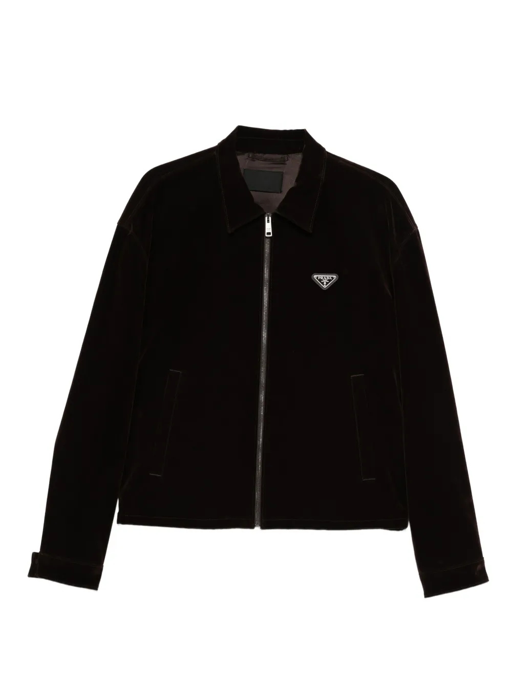 Prada Pre-Owned velvet zip jacket | Brown | Image 1