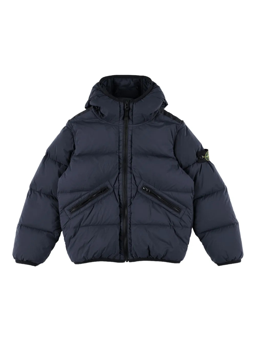 Stone Island Junior hooded puffer jacket Blauw
