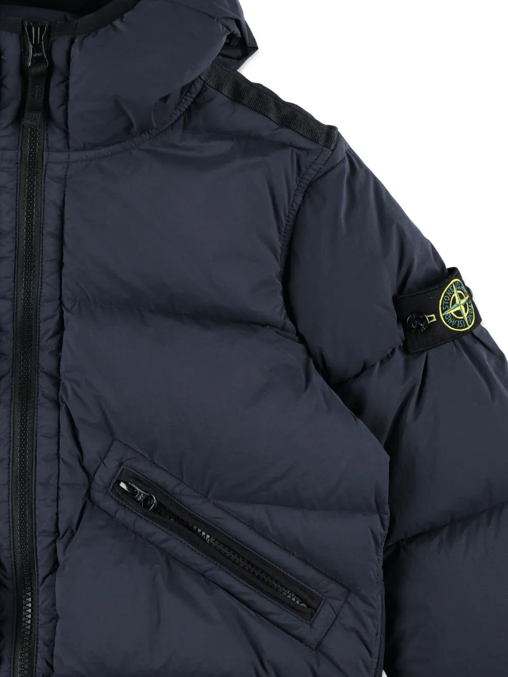 Stone Island Junior hooded puffer jacket Blauw