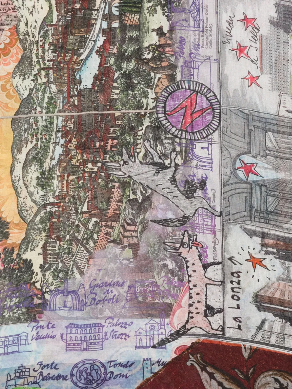 Faliero Sarti Fiorentina printed scarf Blauw
