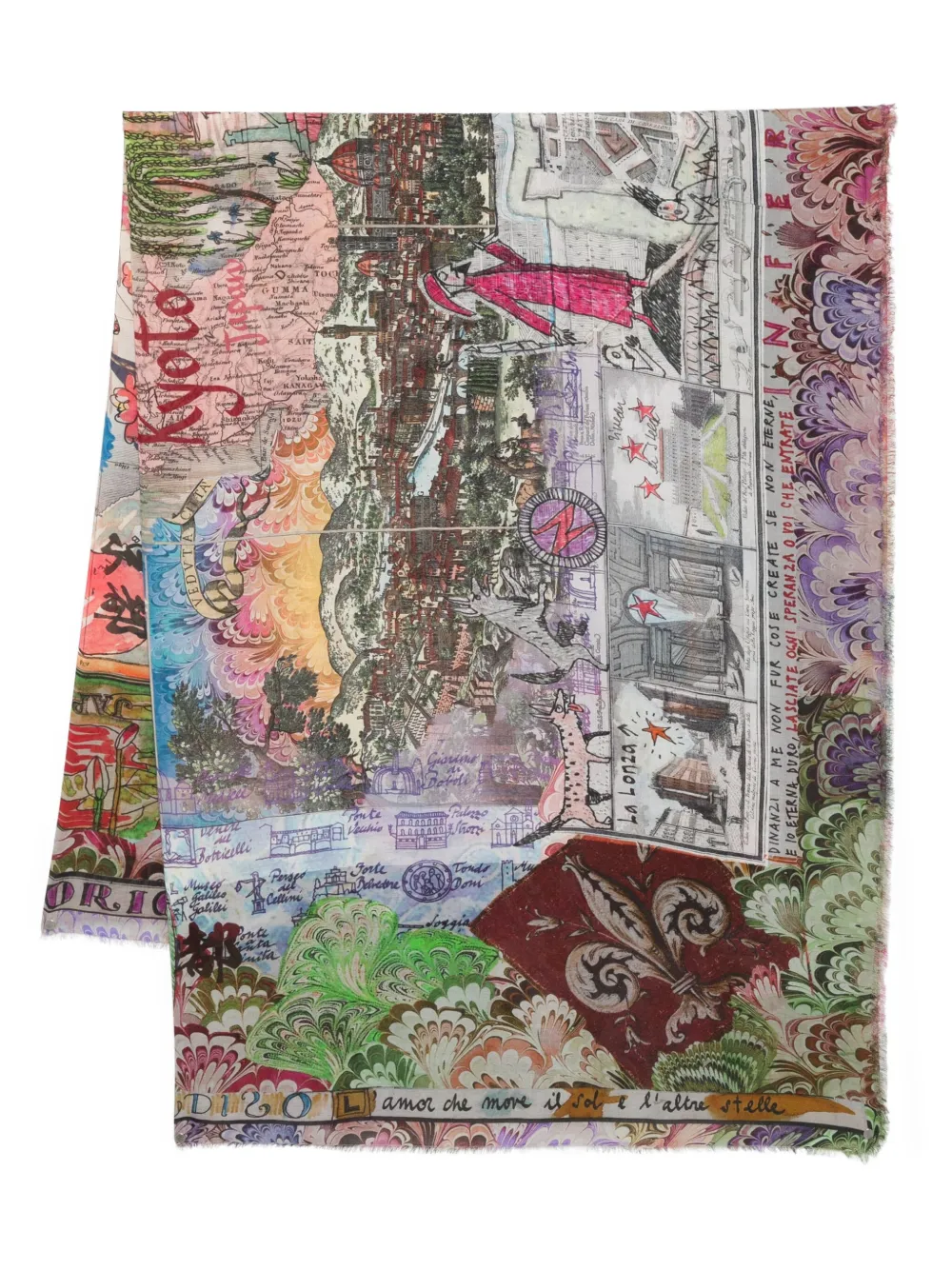 Faliero Sarti Fiorentina printed scarf Blauw