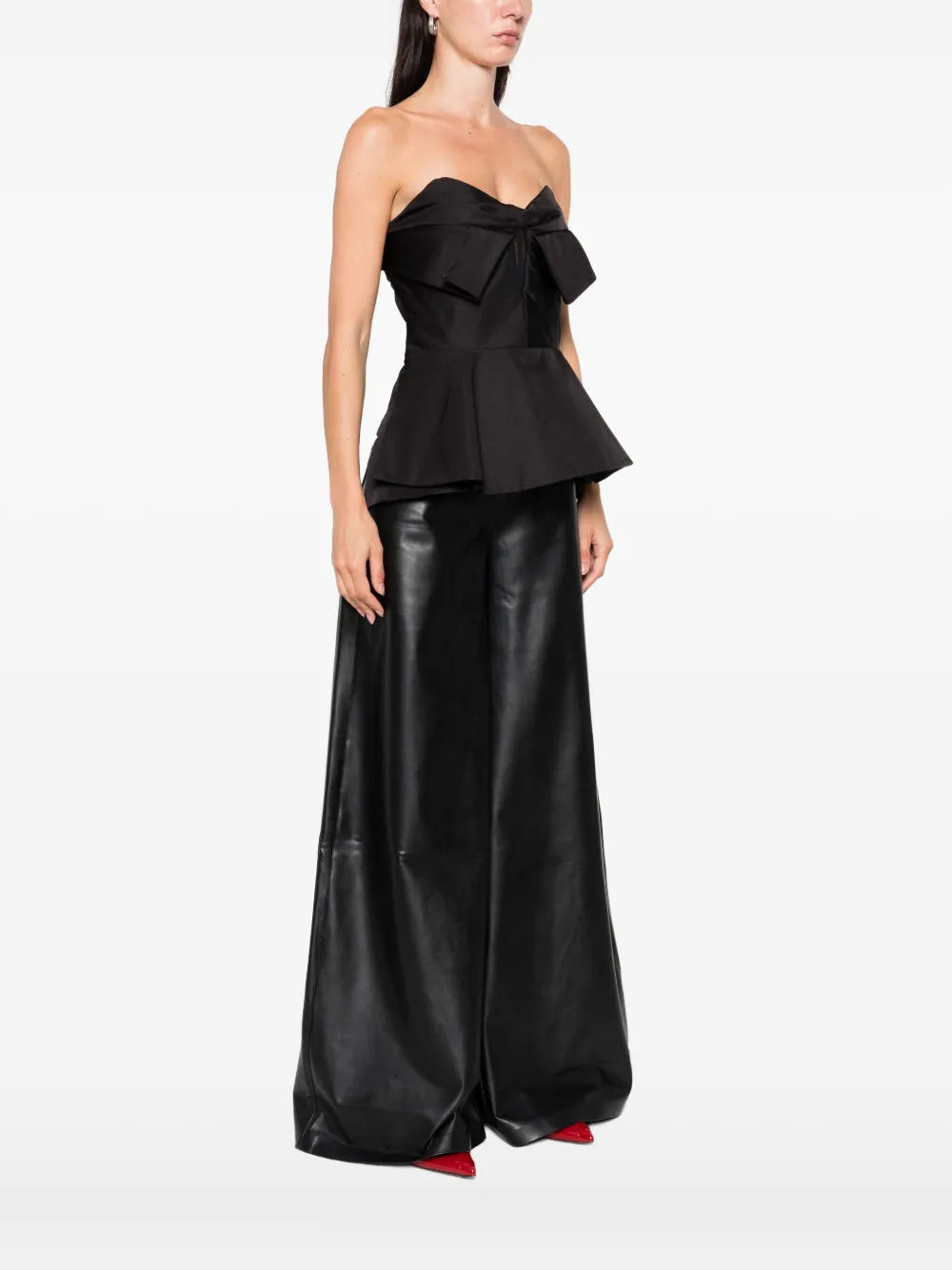 Alexander McQueen bow-detailed peplum top Zwart