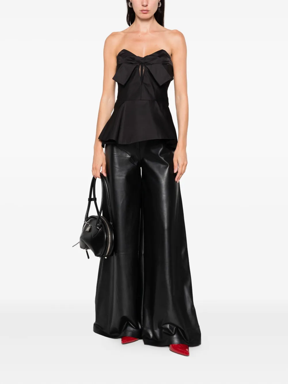 Alexander McQueen bow-detailed peplum top Zwart