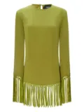 Taller Marmo fringe-trimmed long-sleeve dress - Green