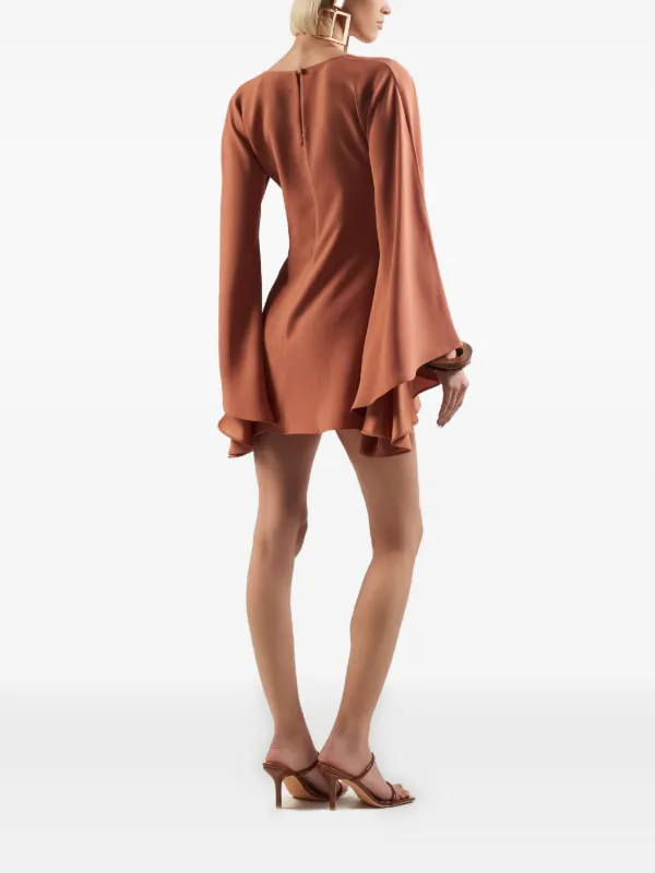 Taller Marmo cut-out bell-sleeve Mini Dress | Brown | FARFETCH GE