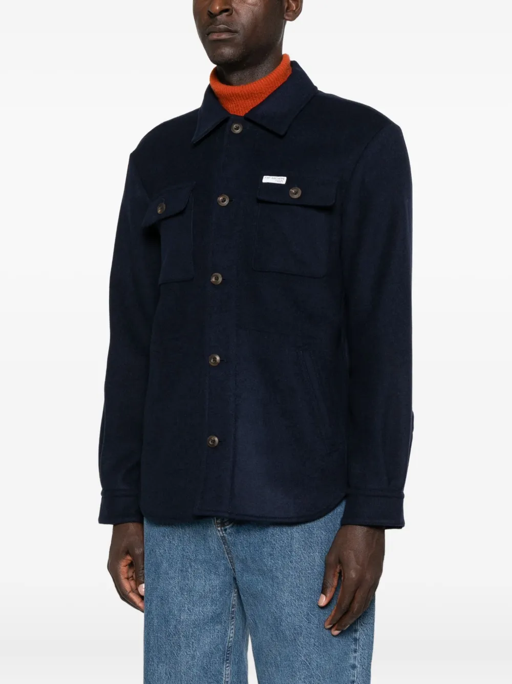 Fay Button-fastening Flap-pocket Shirt Jacket In Blue