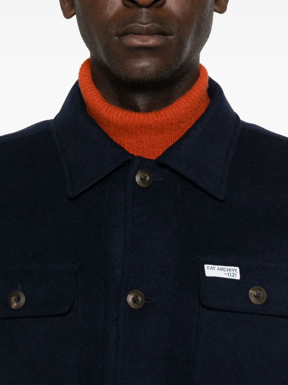 Fay Button-fastening Flap-pocket Shirt Jacket In Blue