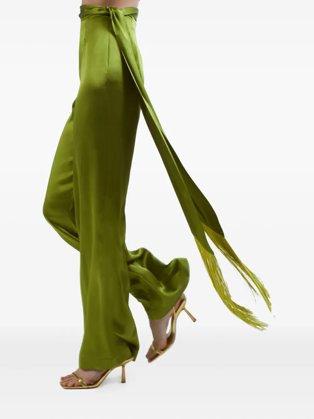Taller Marmo Verdi silk fringe trousers Groen