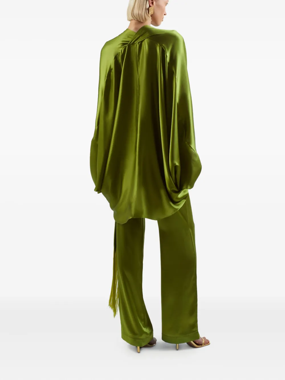 Taller Marmo Verdi silk fringe trousers Groen