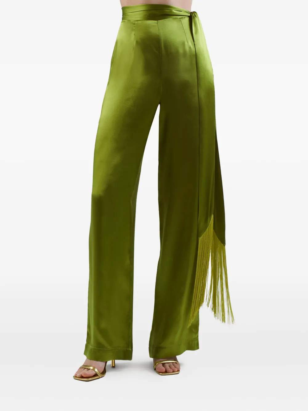 Taller Marmo Verdi silk fringe trousers Groen