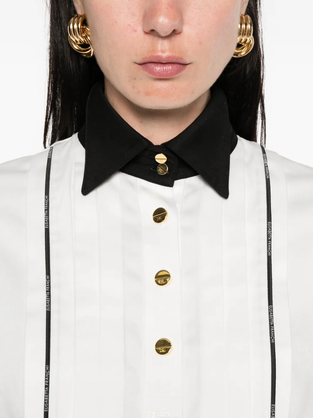Elisabetta Franchi pleated shirt Wit
