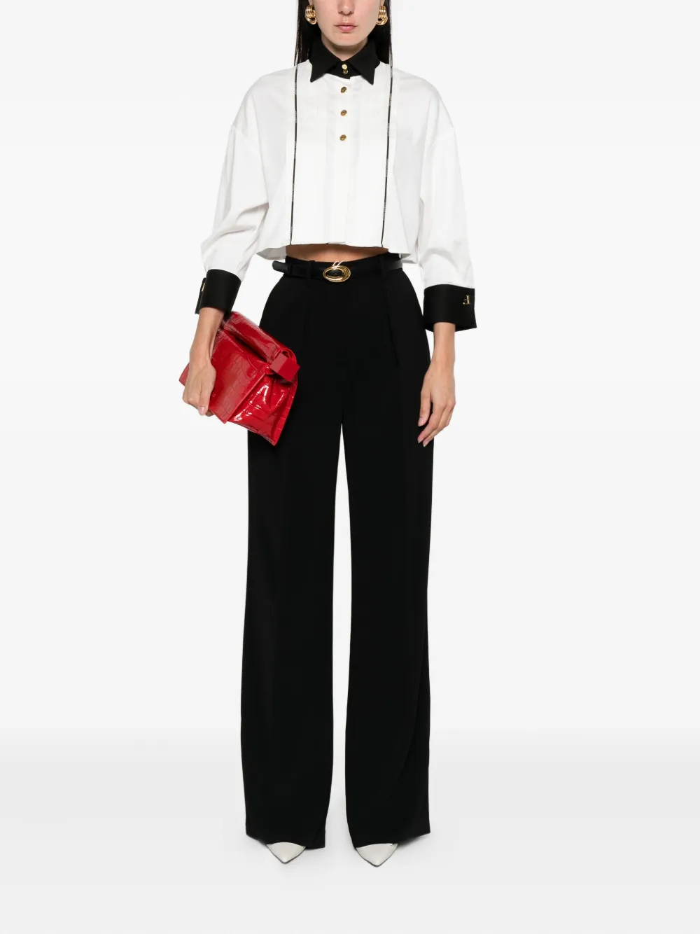 Elisabetta Franchi pleated shirt Wit
