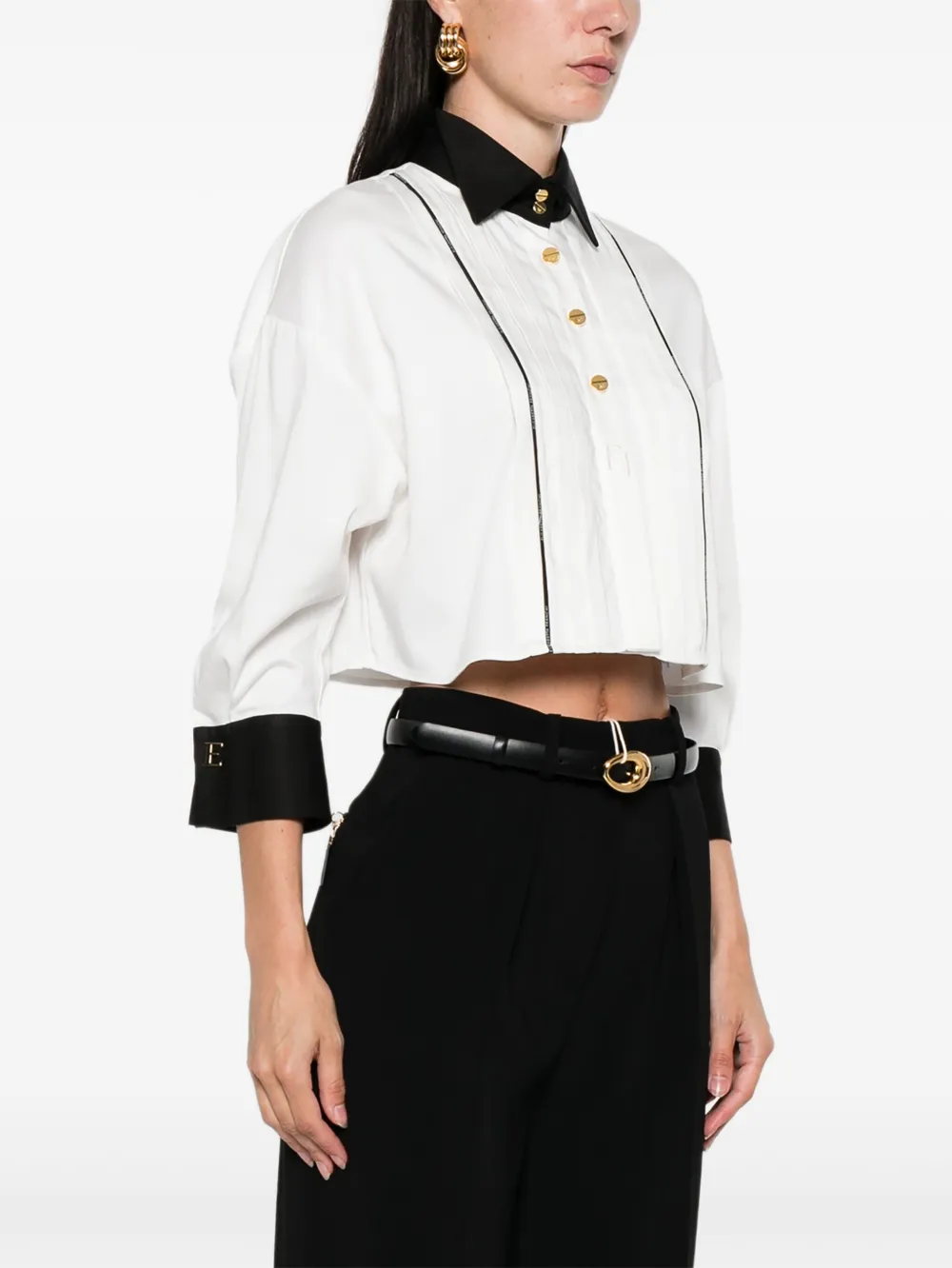 Elisabetta Franchi pleated shirt Wit