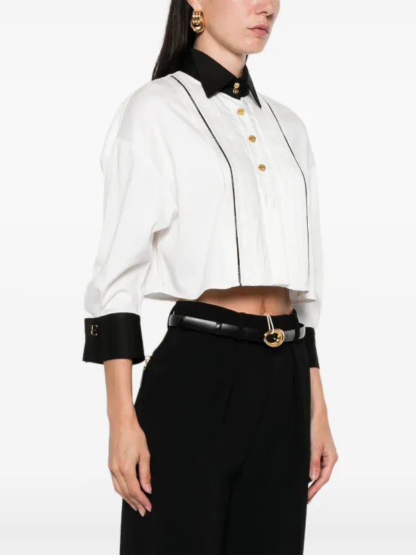 Elisabetta Franchi Pleated Shirt | White | FARFETCH CA
