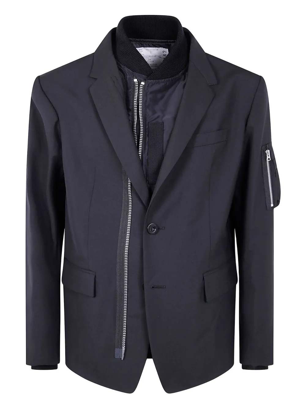 Sacai Jack met ritsdetail en twee knopen Zwart