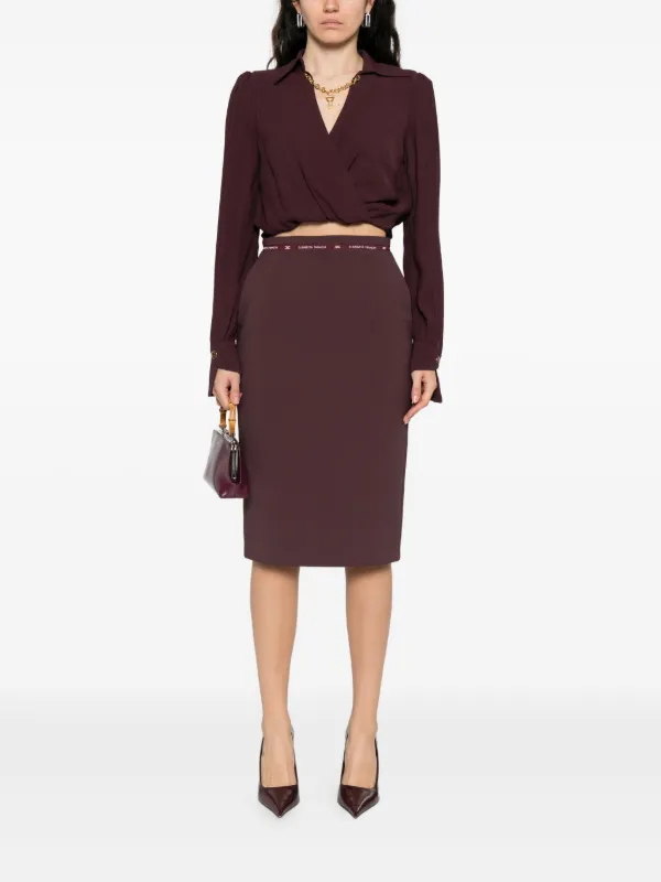 Elisabetta Franchi モノグラム ロングスリーブ ブラウス Elisabetta Franchi ロングスリーブ トップ | ブラウン | FARFETCH JP