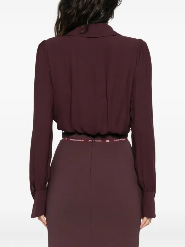 Elisabetta Franchi モノグラム ロングスリーブ ブラウス Elisabetta Franchi ロングスリーブ トップ | ブラウン | FARFETCH JP