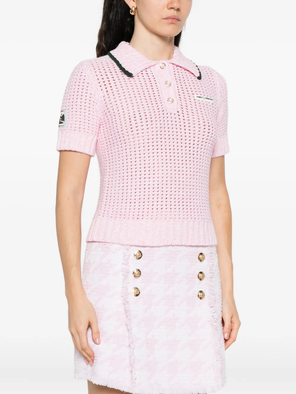 Casablanca textured-knit polo top Roze