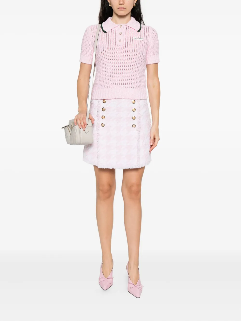 Casablanca textured-knit polo top Roze