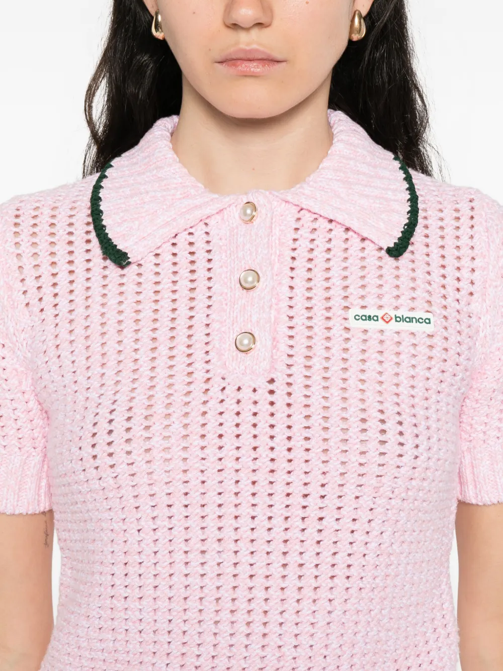 Casablanca textured-knit polo top Roze
