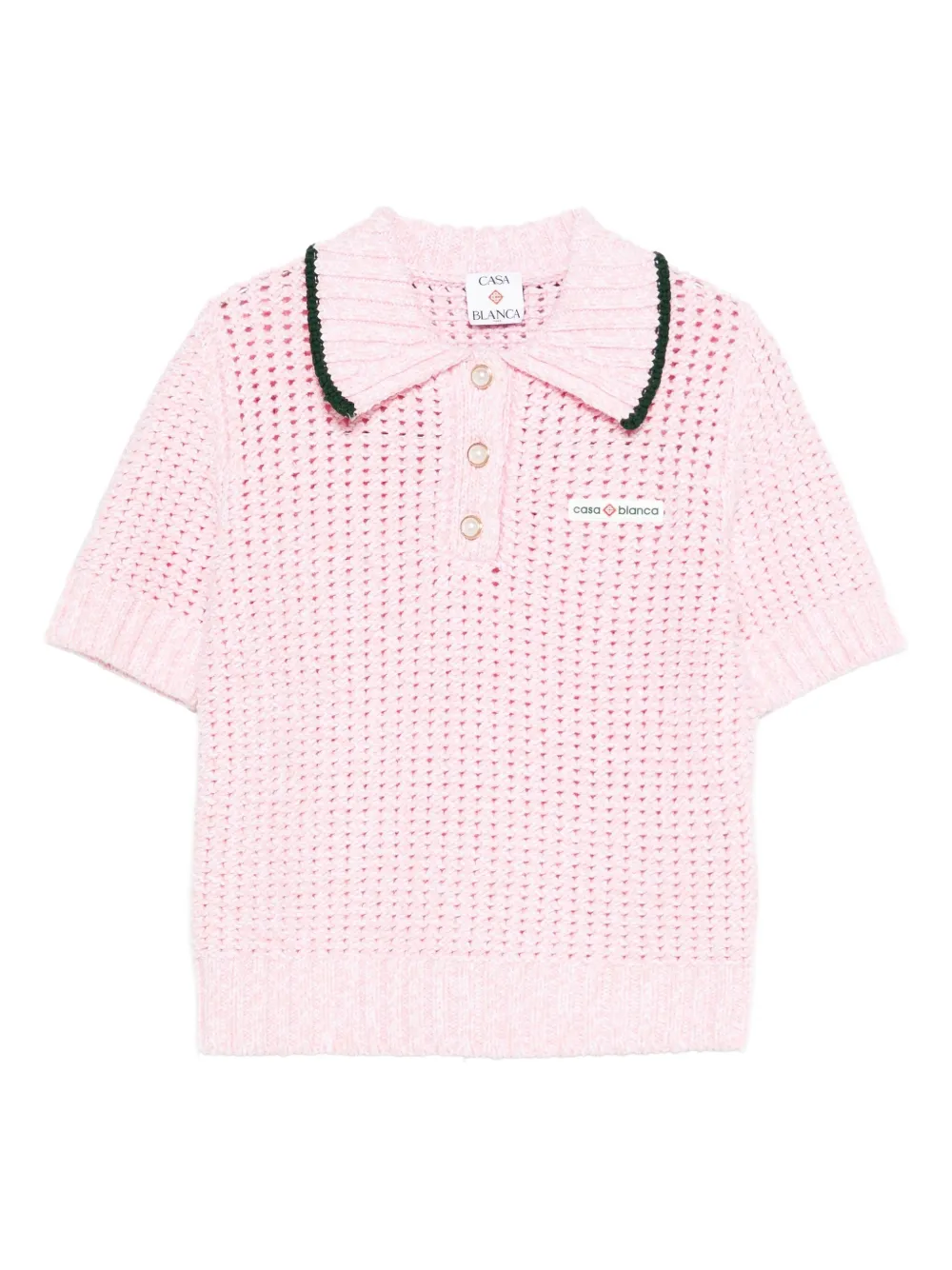 Casablanca textured-knit polo top Roze