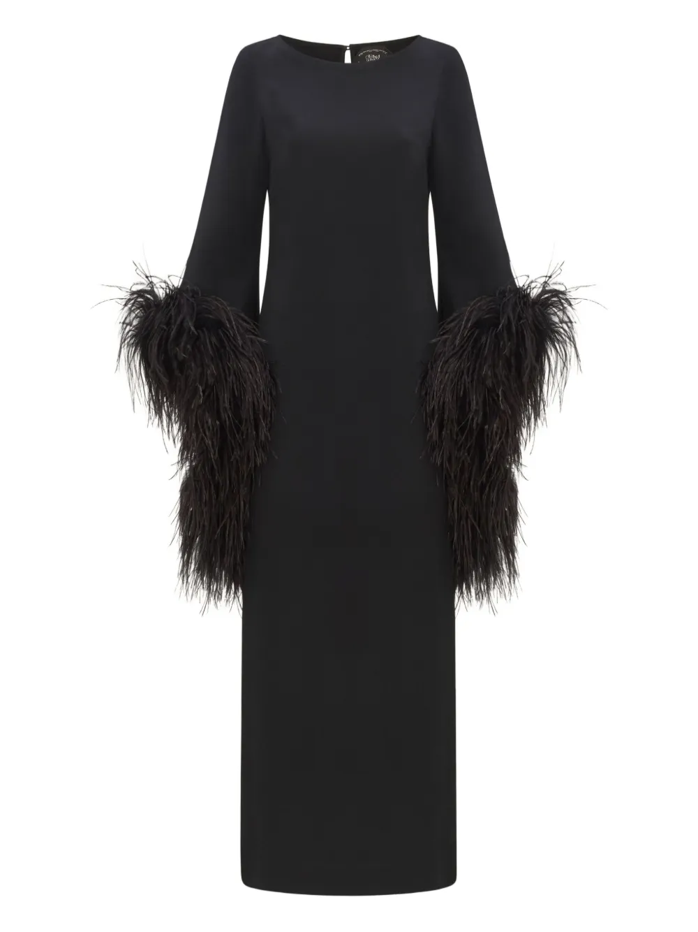 Taller Marmo Del Lago feather-embellished midi dress Zwart