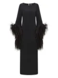 Taller Marmo Del Lago feather-embellished midi dress - Black