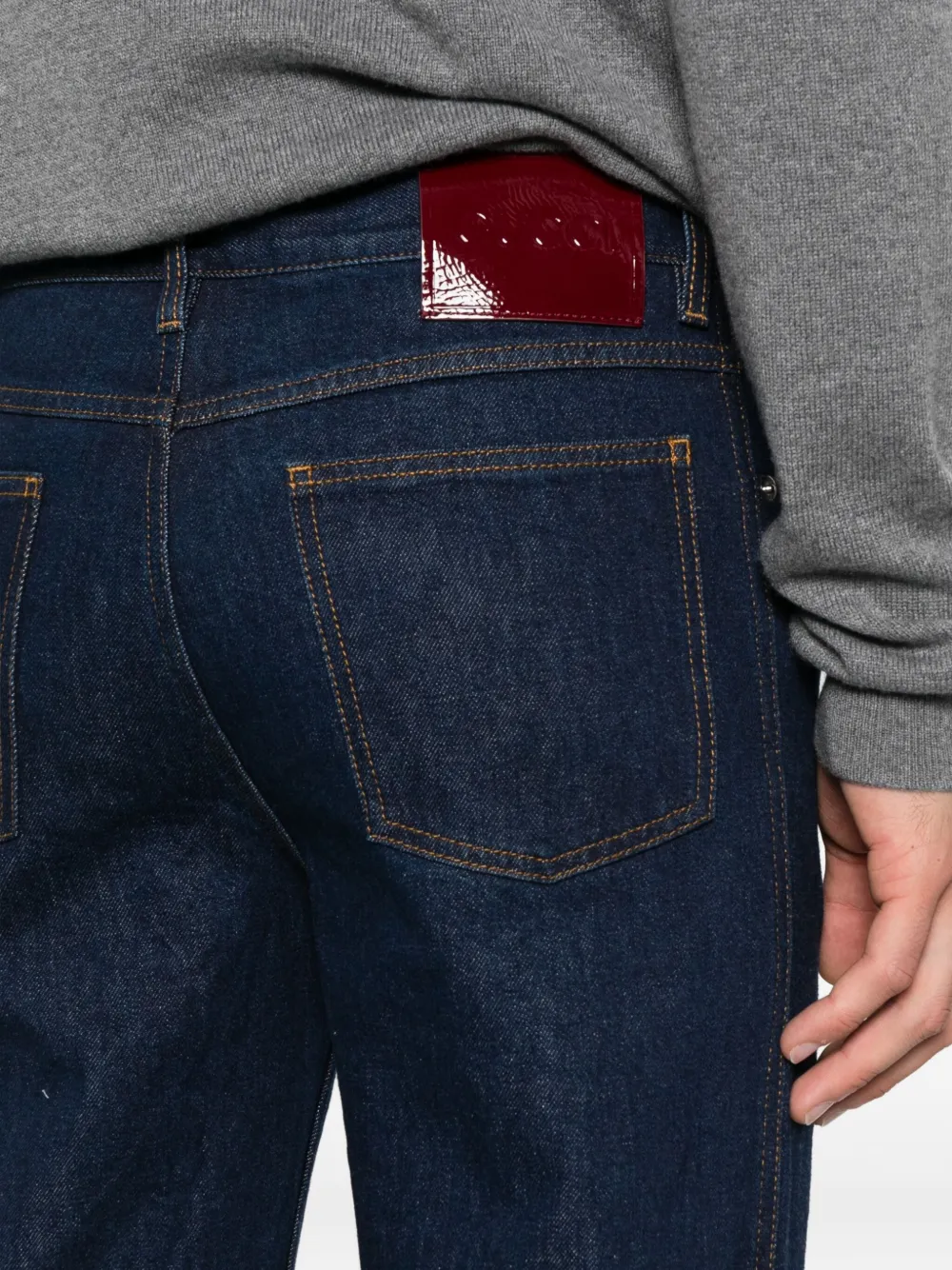 Gucci Logo Patch Straight-leg Jeans In Blue