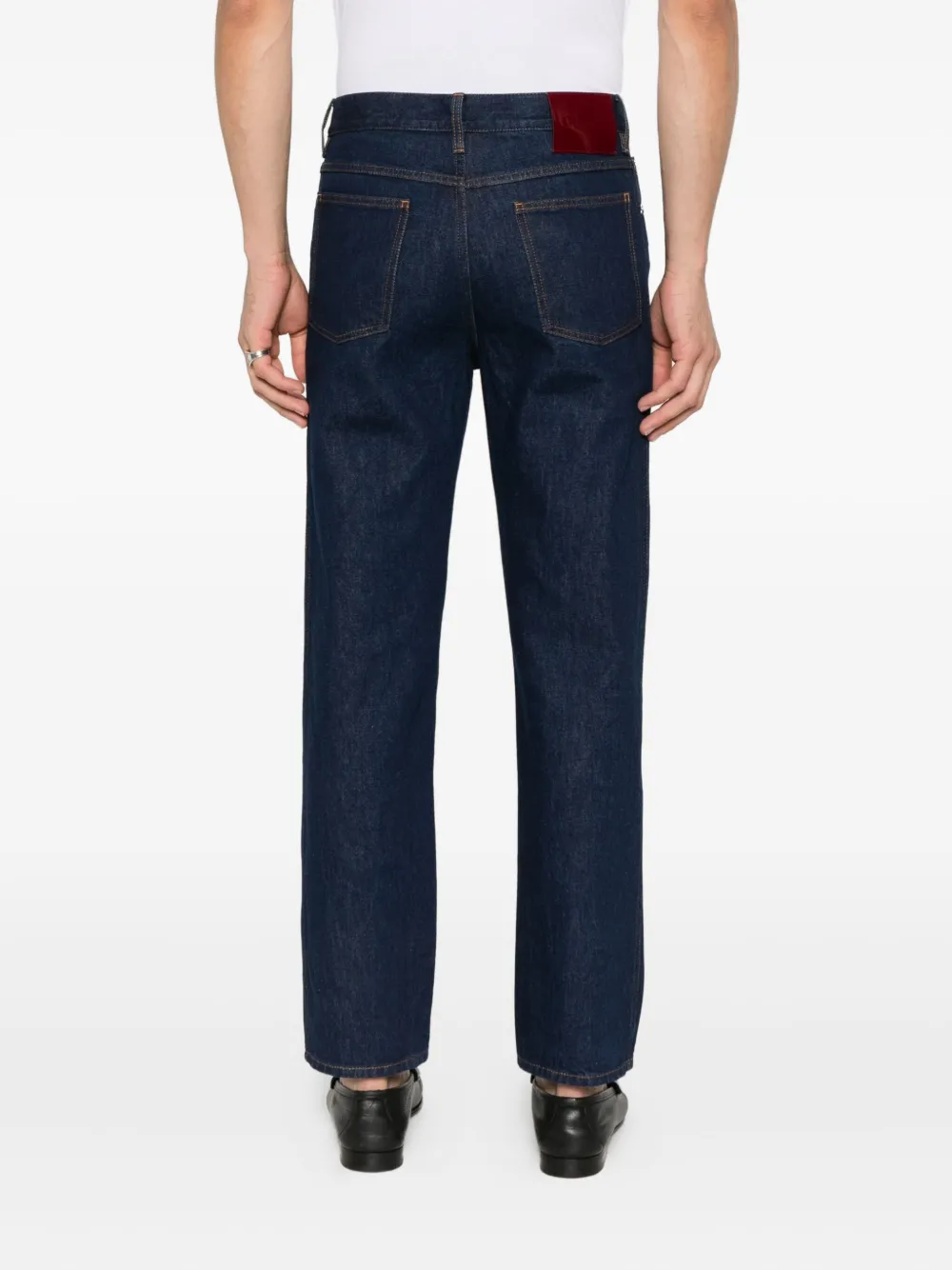 Gucci Logo Patch Straight-leg Jeans In Blue