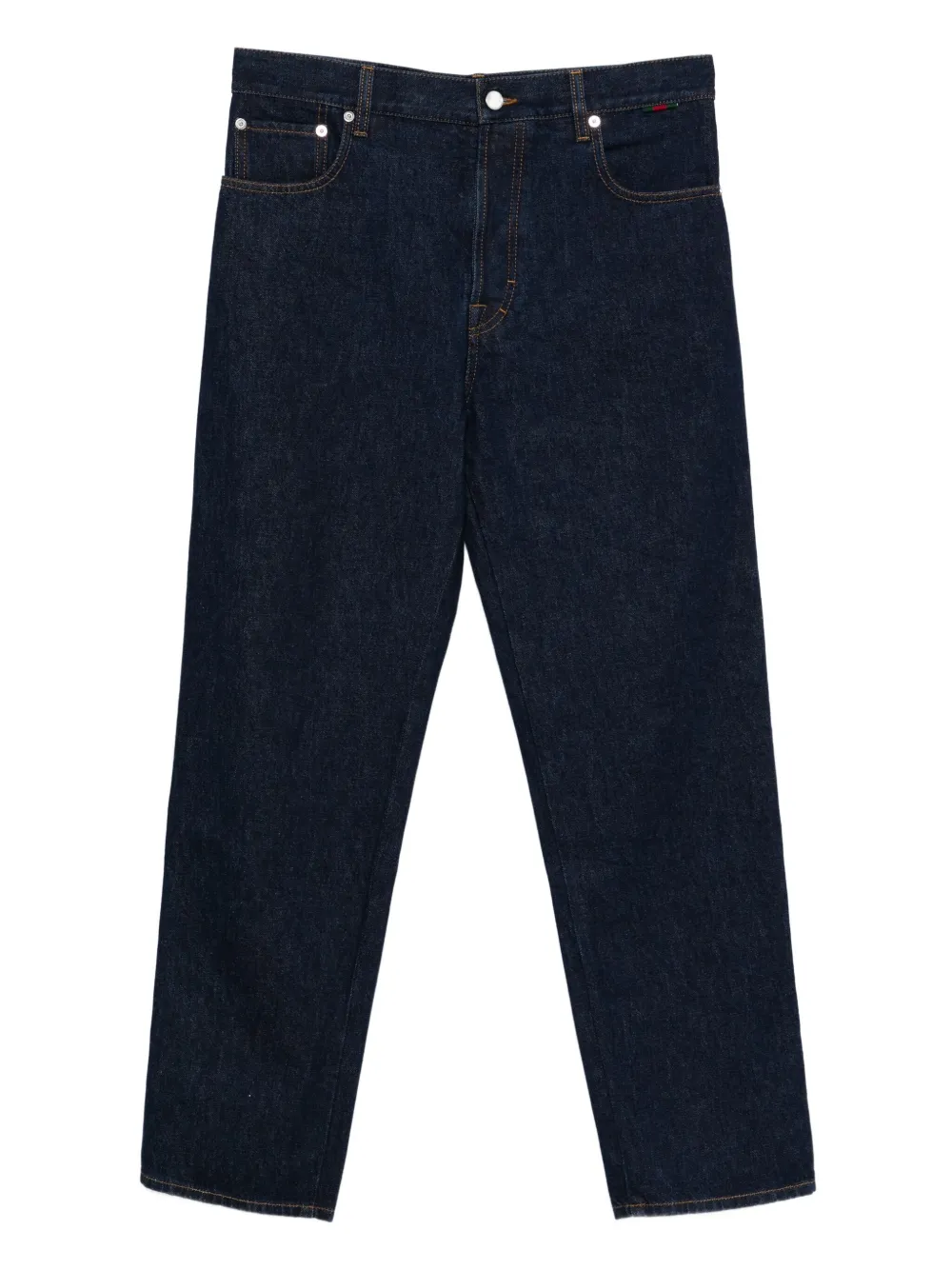 Gucci Logo Patch Straight-leg Jeans In Blue